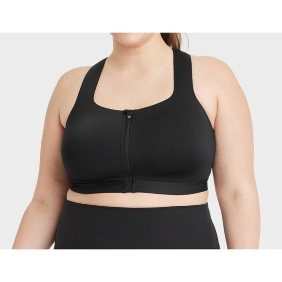 all in motion Other - All in Motion Zip-Front Bra Size 44C High Support Black Wire Free Padded NWT